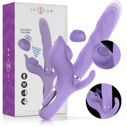INTENSE - BILLIE VIBRADOR MULTIFUNCIÓN RECARGABLE ONDAS ESTIMULADORAS CON PULSADOR MORADO - Mi tienda