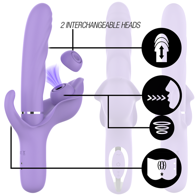 INTENSE - BILLIE VIBRADOR MULTIFUNCIÓN RECARGABLE ONDAS ESTIMULADORAS CON PULSADOR MORADO - Mi tienda
