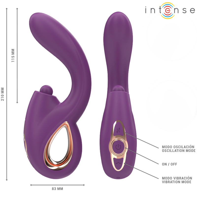 INTENSE - LALI VIBRADOR PUNTO G MULTIFUNCIÓN ESTIMULACIÓN & EMPUJE & VIBRACIÓN MORADO - Mi tienda