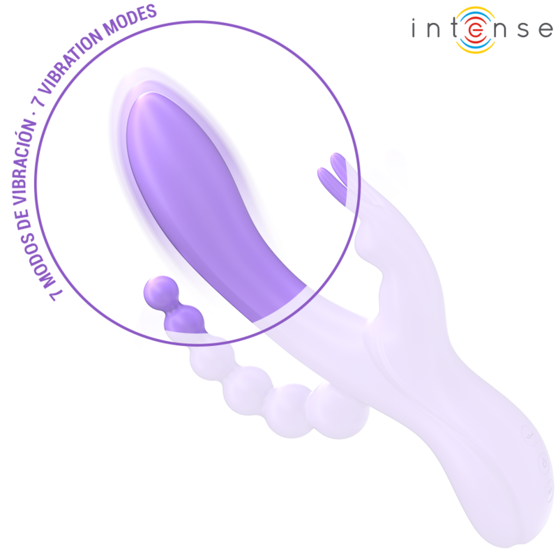 INTENSE - MIKO TRIPLE VIBRADOR RABBIT & ESTIMULADOR & ANAL 7 VIBRACIONES MORADO - Mi tienda