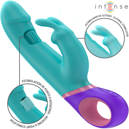 INTENSE - MÓNICA VIBRADOR RABBIT CON ESTIMULADOR ROTATORIO DEL PUNTO G AZUL - Mi tienda