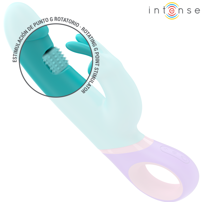 INTENSE - MÓNICA VIBRADOR RABBIT CON ESTIMULADOR ROTATORIO DEL PUNTO G AZUL - Mi tienda
