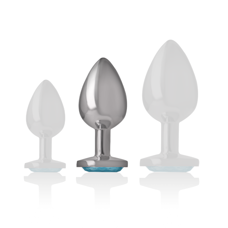 INTENSE - PLUG ANAL METAL ALUMINIO CON CRISTAL AZUL TALLA S/M/L - Mi tienda