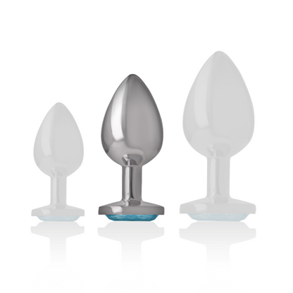INTENSE - PLUG ANAL METAL ALUMINIO CON CRISTAL AZUL TALLA S/M/L - Mi tienda