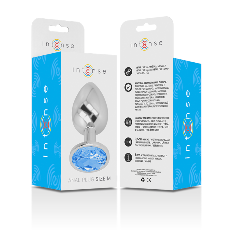 INTENSE - PLUG ANAL METAL ALUMINIO CON CRISTAL AZUL TALLA S/M/L - Mi tienda