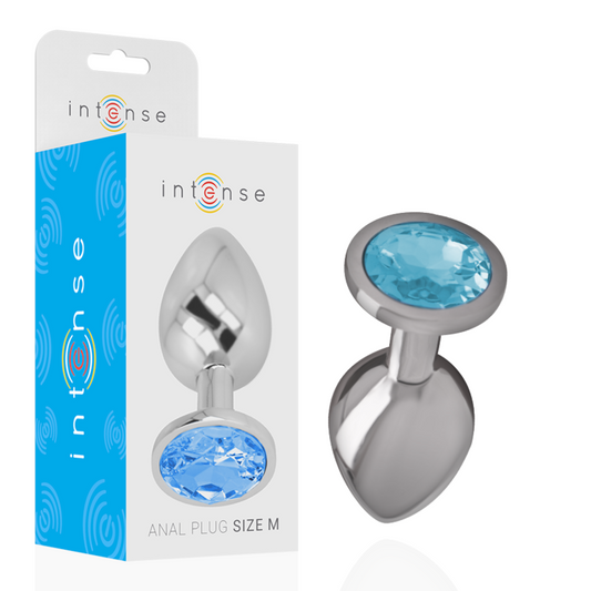 INTENSE - PLUG ANAL METAL ALUMINIO CON CRISTAL AZUL TALLA S/M/L - Mi tienda
