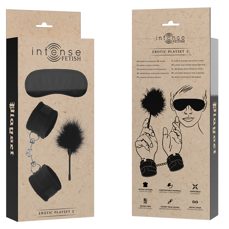 SET ERÓTICO 2 CON ESPOSAS, ANTIFAZ Y PLUMERO - Mi tienda