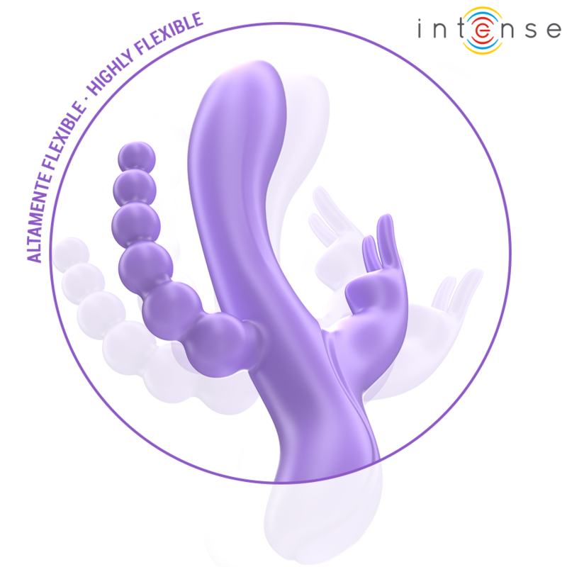 INTENSE - MIKO TRIPLE VIBRADOR RABBIT & ESTIMULADOR & ANAL 7 VIBRACIONES MORADO - Mi tienda