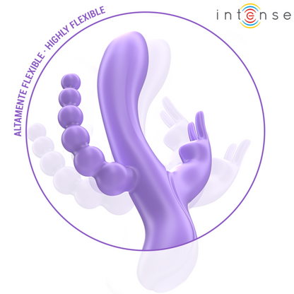 INTENSE - MIKO TRIPLE VIBRADOR RABBIT & ESTIMULADOR & ANAL 7 VIBRACIONES MORADO - Mi tienda